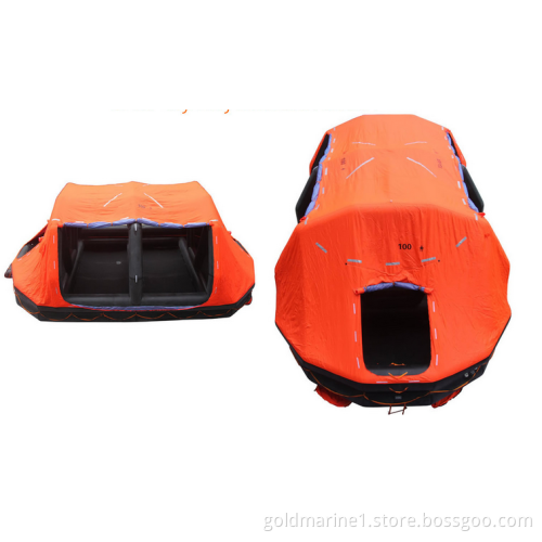 Throw-overboard inflatable life raft